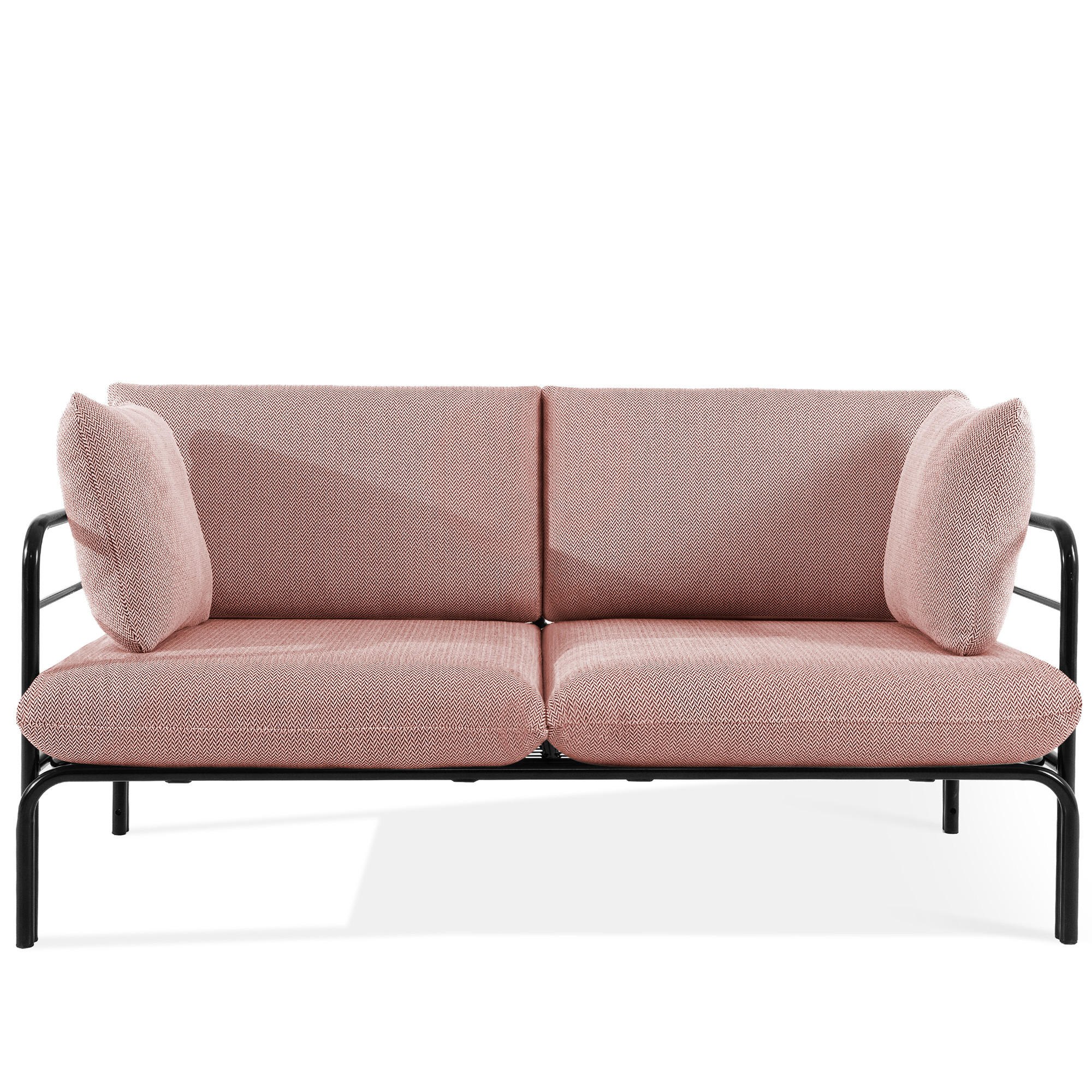 GARTENSOFA RAMBE 2-Personen mit Kissen, Anthrazit - Anthrazit/Rot, Textil/Metall (150/80/80cm) - KONSIMO®
