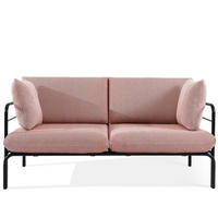 GARTENSOFA RAMBE 2-Personen mit Kissen, Anthrazit - Anthrazit/Rot, Textil/Metall (150/80/80cm) - KONSIMO®