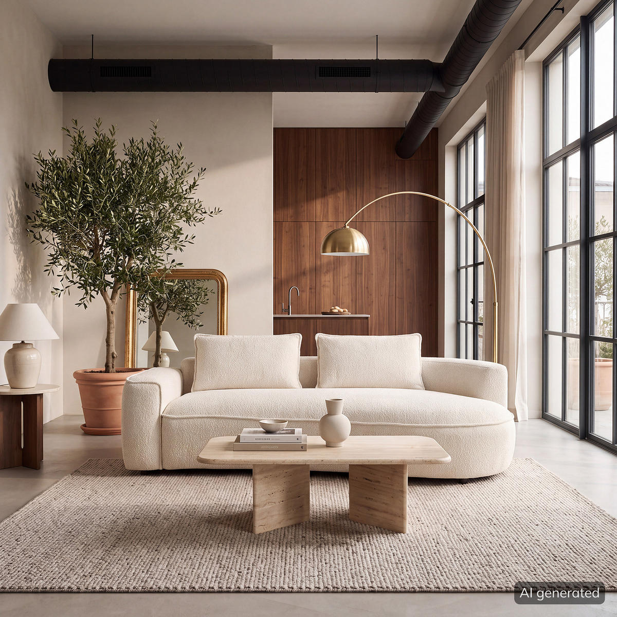 2,5-SITZER SOFA - Creme/Schwarz, Kunststoff/Textil (217/82/146cm) - home24