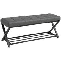 SCHUHBANK Kunstleder Kohlenstoffstahl Dunkelgrau - Dunkelgrau/Schwarz, Kunststoff/Textil (112/47/37cm) - HOMCOM