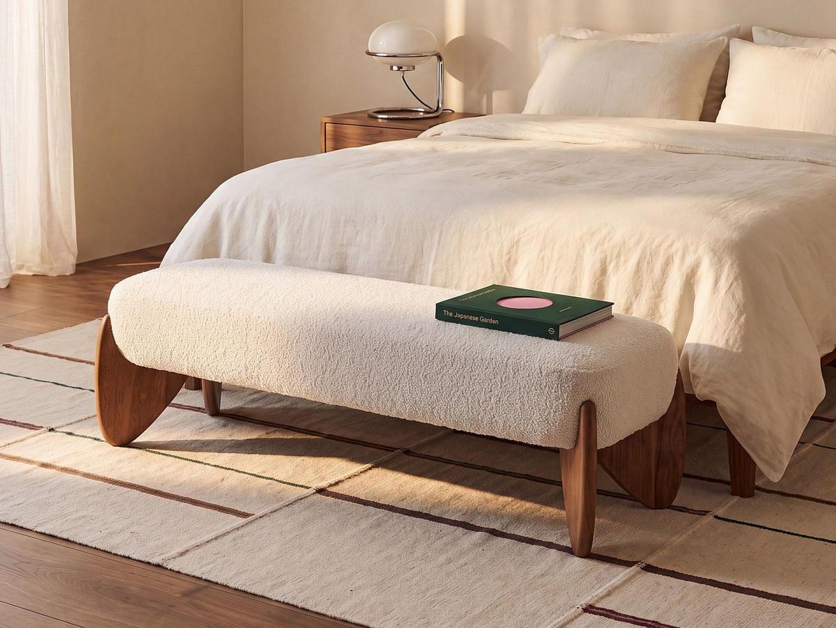 SITZBANK - 127 cm x 48 cm - Stoff - Naturfarben Hell, Weiß GAMURA - Naturfarben/Weiß, Textil (127/45/48cm) - Vente-Unique
