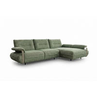 ECKSOFA ANISSA Grün Flachgewebe - Schwarz/Grün, Kunststoff/Textil (185/297cm) - KAWOLA