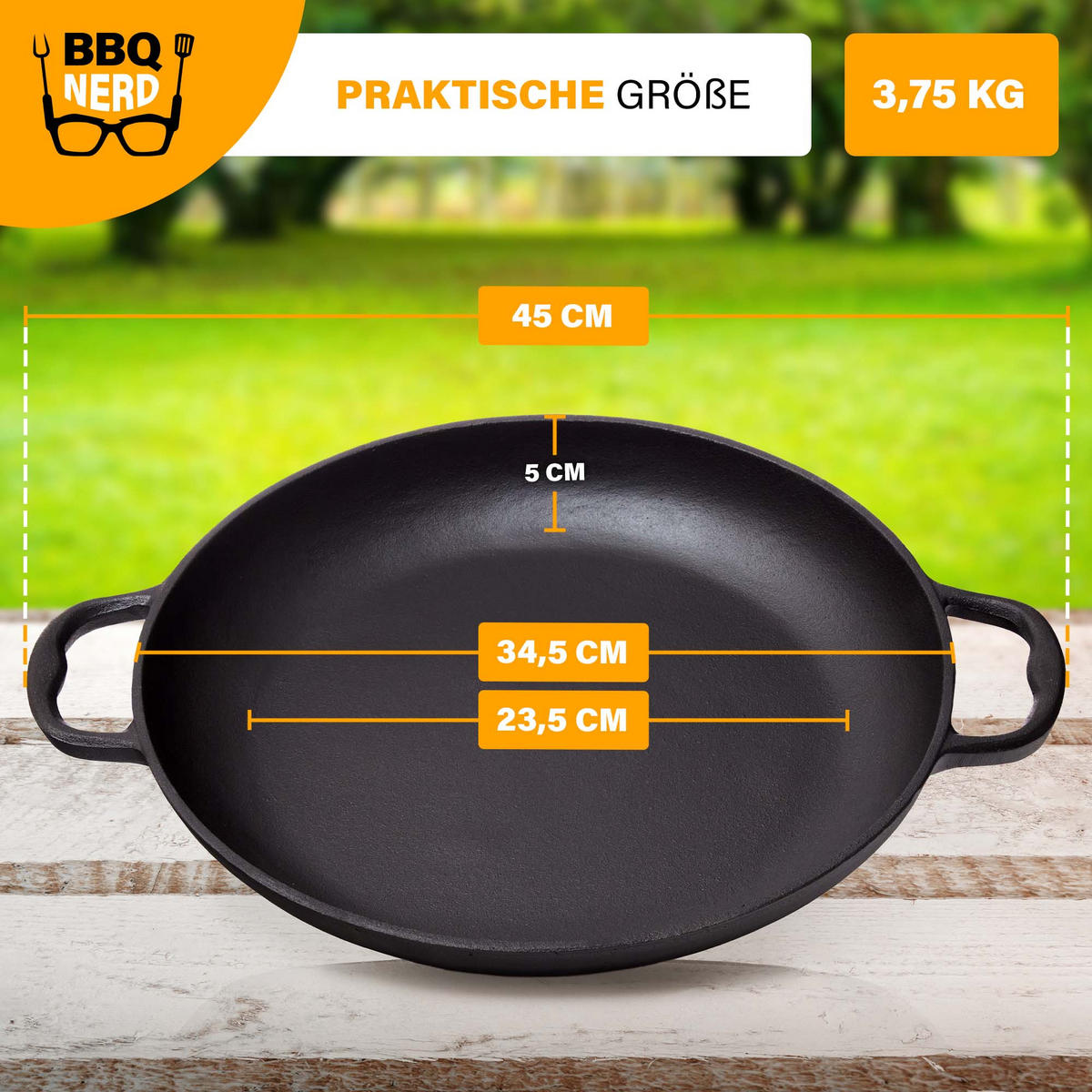 PAELLAPFANNE Gusseisen Ø36cm 6 Personen  - Schwarz, Metall (38/7/38cm) - BBQ Nerd