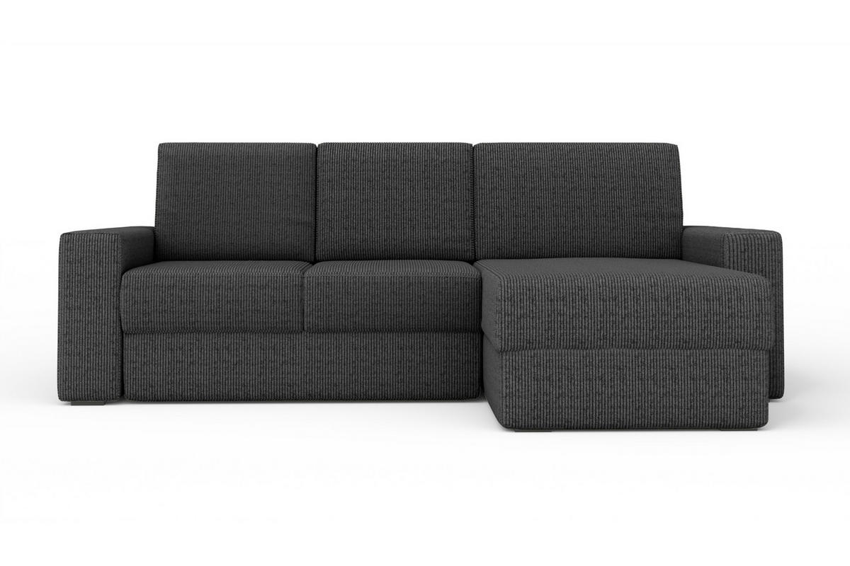 ECKSOFA TOCO L 240x145 cm in Cord Anthrazit rechts - Anthrazit, Holz/Holzwerkstoff (240/145cm) - Deine Möbel 24