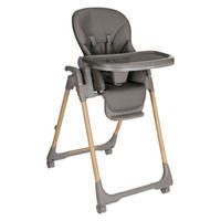 HOCHSTUHL Olive grau Räder mit Bremse, höhenverstellbar, Sicherheitsgurt, klappbar, Tablett - Grau, Metall (55/110/75cm) - Kikka boo