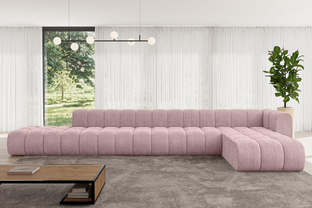 ECKSOFA modulares Sofa Zuvon-L3 - 478x177x70 cm Rosa - Rosa, Holzwerkstoff/Textil (478/177cm) - ALTDECOR
