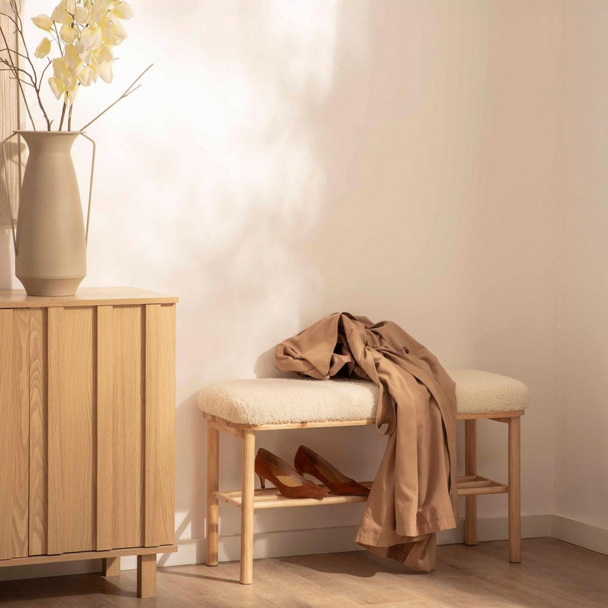 BANK Enise Weiß 90 cm x 46 cm - Weiß, Textil (90/46/35cm) - Klast Home