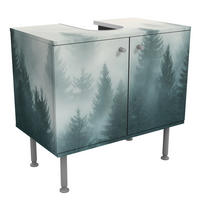 WASCHBECKENUNTERSCHRANK Nadelwald im Nebel 60/55/35 cm - Beige, Holzwerkstoff (60/55/35cm) - Bilderwelten