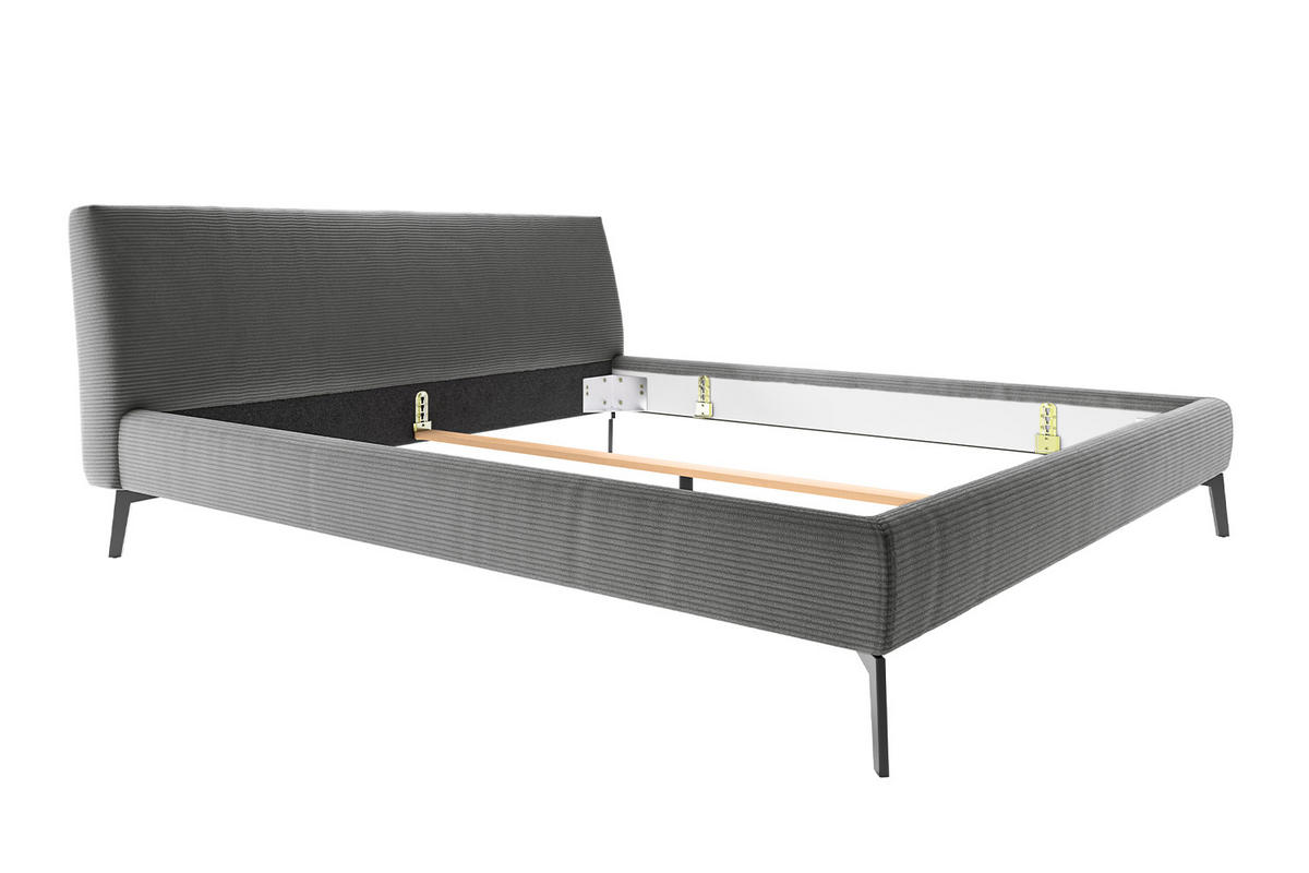 POLSTERBETT VALERIE Grau Cord - Grau, Textil (180/200cm) - KAWOLA