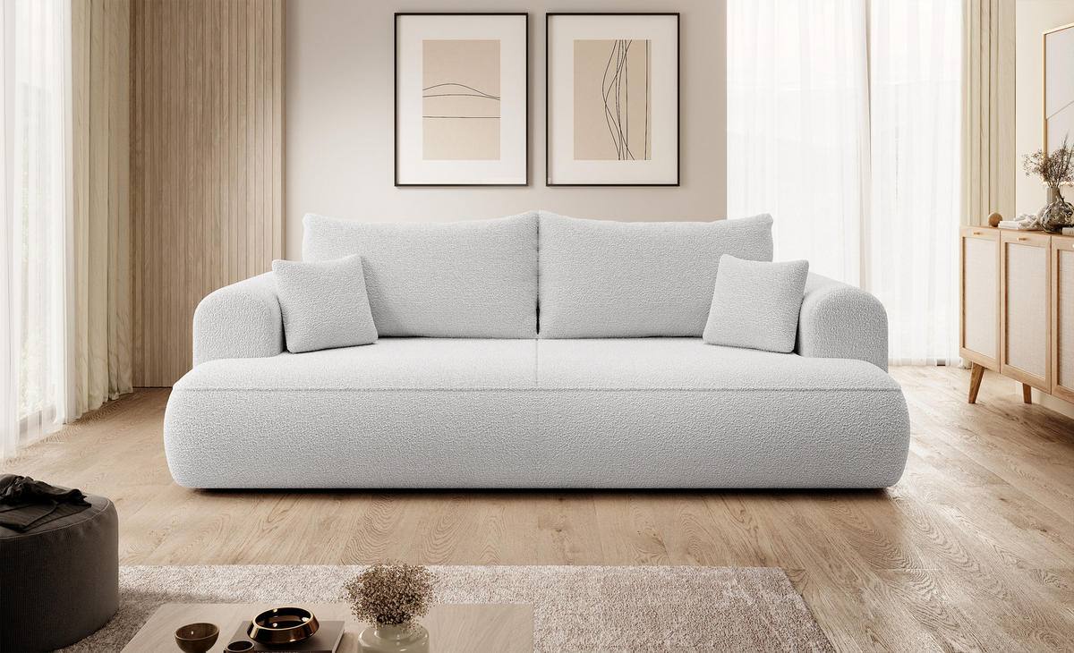 SCHLAFSOFA Ovo Grau Boucle - Grau, Textil (250/95/110cm) - Selsey