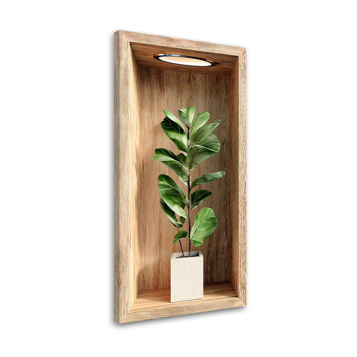 LEINWANDBILD Pflanzenblätter in einer Holzvertiefung 50x100cm - Braun, Textil (50/100cm) - Feeby