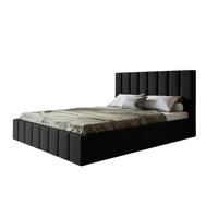POLSTERBETT SIM 10 mit Kopfteil, 140 x 200 cm mit Bettkasten und Lattenrost aus Holz, Velourstoff, Farbe: Schwarz - Schwarz, Holz/Kunststoff (140/200cm) - Sepro Meble