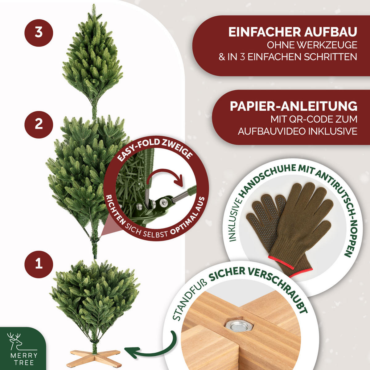WEIHNACHTSBAUM mit PE-Spritzguss-Nadeln, 120 cm - Grün, Kunststoff (120cm) - Merry Tree
