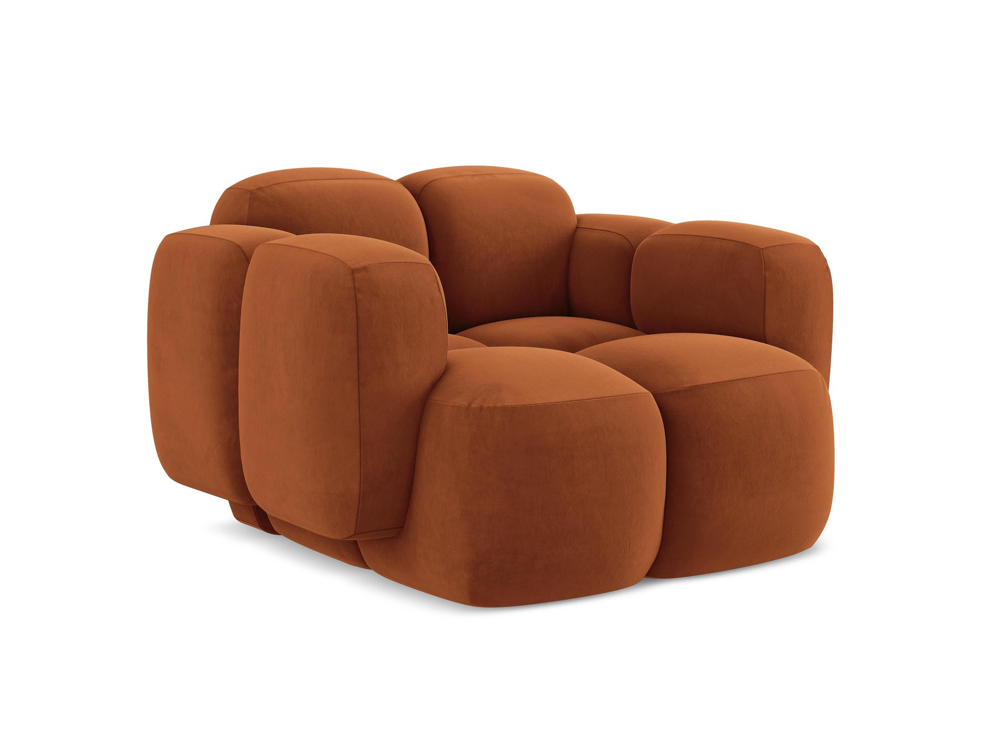 SESSEL Samt Stoff Orange - Terra cotta/Schwarz, Holzwerkstoff/Kunststoff (120/72/115cm) - Makamii