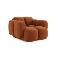 SESSEL Samt Stoff Orange - Terra cotta/Schwarz, Holzwerkstoff/Kunststoff (120/72/115cm) - Makamii