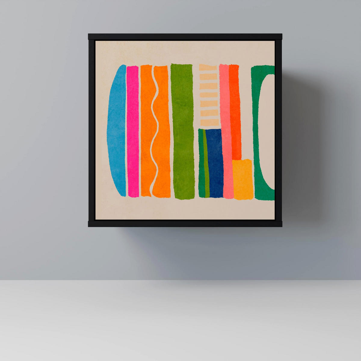 SIDEBOARD GEOMETRIC SHINE, Schwarz, 57,5x42x72,5 cm, Schwarze Metallfüße - Multicolor/Schwarz, Holzwerkstoff/Metall (57.5/72.5/42cm) - SpaceRebels