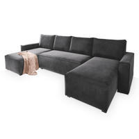 ROHOVÁ SEDAČKA DENI šedá - šedá, dřevo/textil (295/140cm) - MASSENO