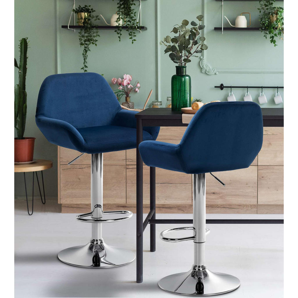 Thumbnail - CLP Barhocker, Blau, Textil, 51x89x52 cm, Esszimmer, Barmöbel, Barhocker