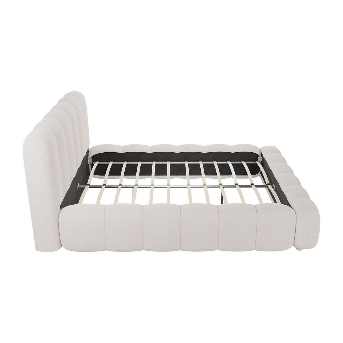 POLSTERBETT Catania 140x200 cm Creme Bouclé - Creme, Textil (140/200cm) - Juskys