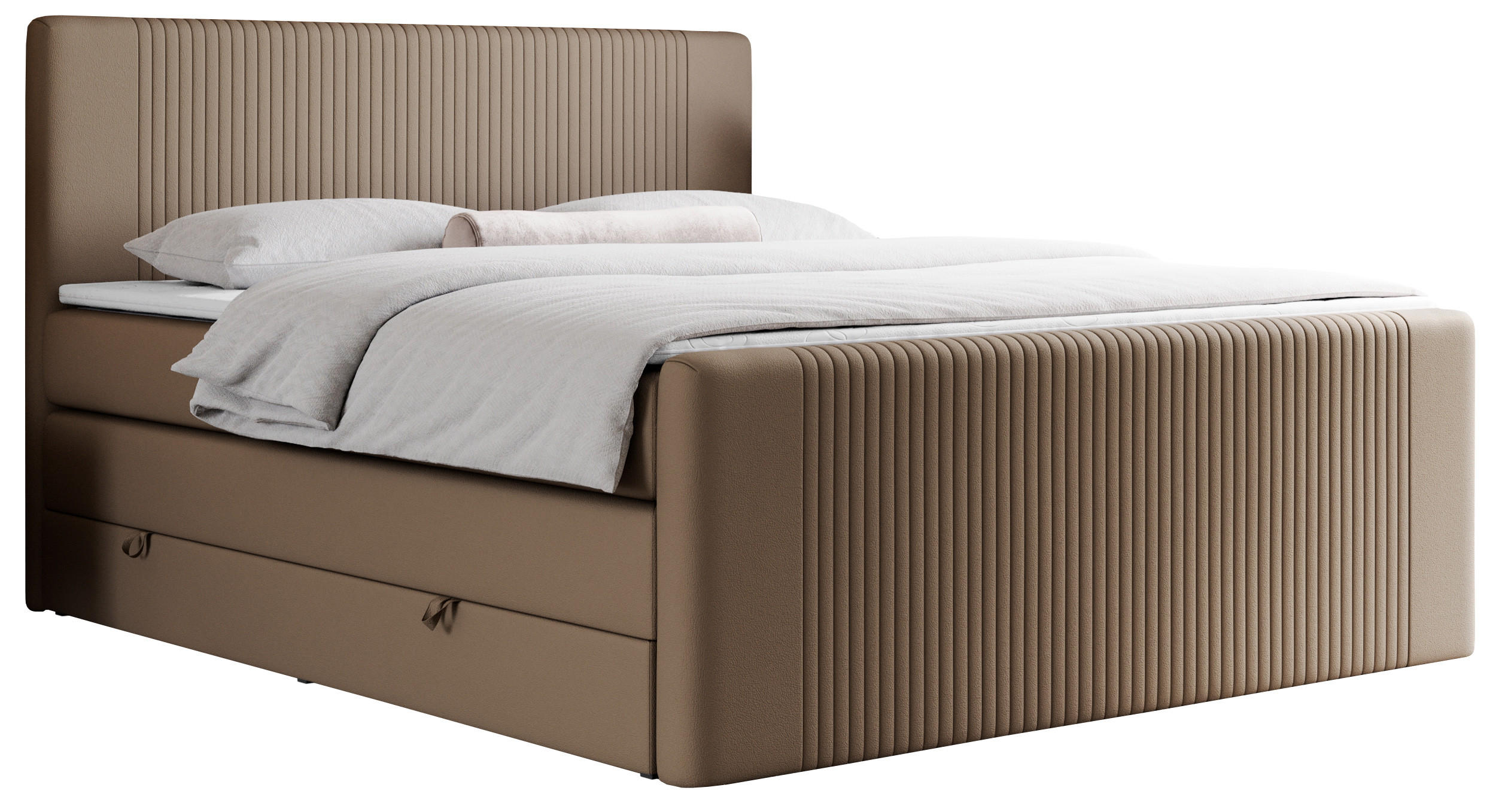 BOXSPRINGBETT KING DOREN 200/200 Braun Kunstleder - H3 - Braun, Holz/Textil (200/200cm) - MKS