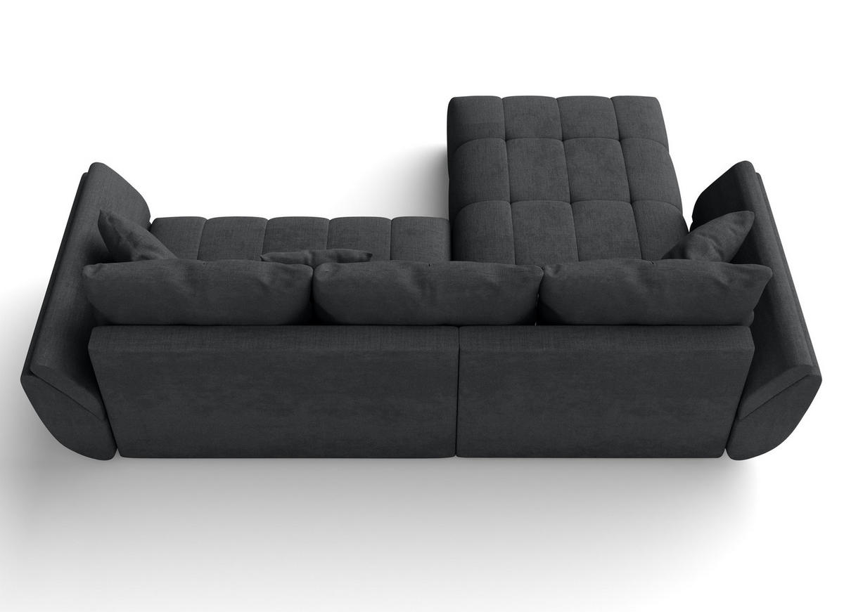 ECKSOFA L Form Verciani Dunkelgrau 266/190/91 cm mit Schlaffunktion - Dunkelgrau/Schwarz, Kunststoff/Textil (266/190cm) - AX Living