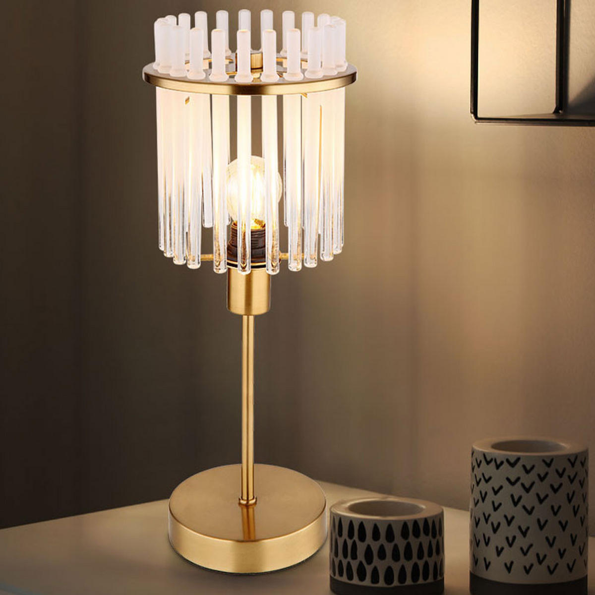 LED TISCHLEUCHTE GORLEY Metall Gold - Goldfarben, Glas (15/15/37.5cm) - Globo Lighting