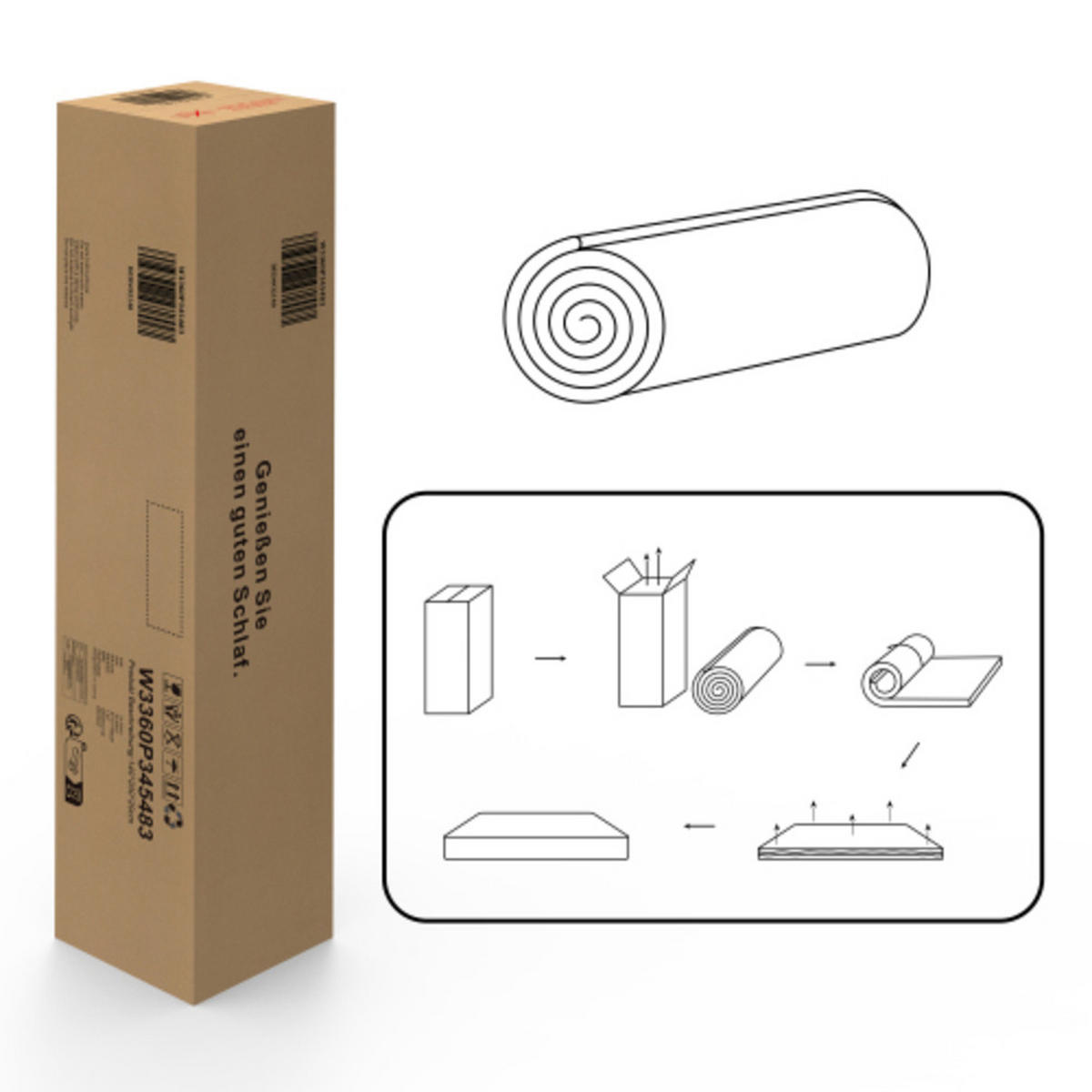 TASCHENFEDERKERNMATRATZE 120×200cm mit 7-Zonen-System und Memory-Schaum, weiß & grau - Weiß, Kunststoff - Luhomfu