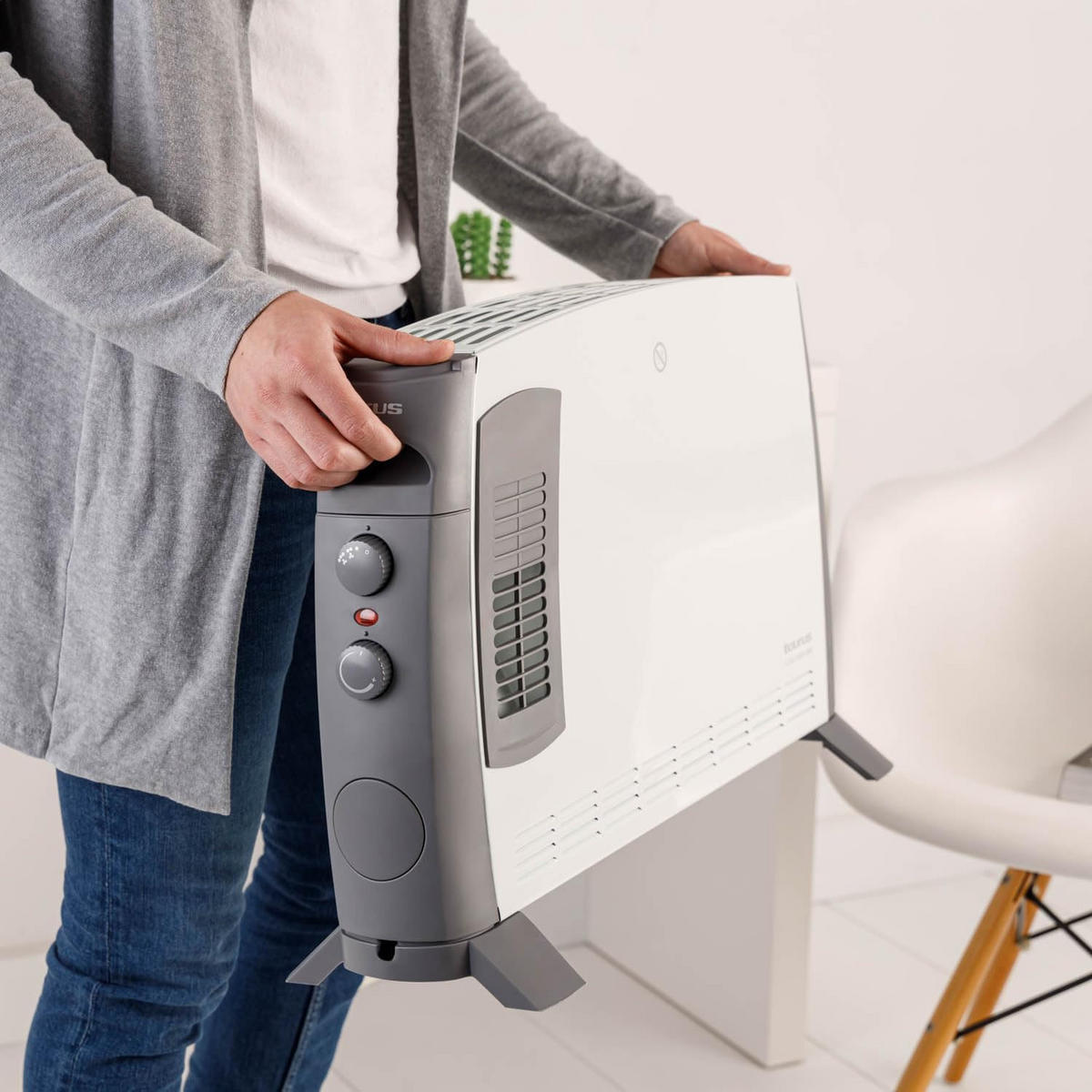 ELEKTROHEIZUNG – Taurus Clima Turbo 2000 W – Konvektor, 3 Heizstufen, Thermostat, Turbo-Funktion, Leise, Tragbar, Stabiler Standheizkörper, Weiß - Weiß, Metall (14/15/40cm)