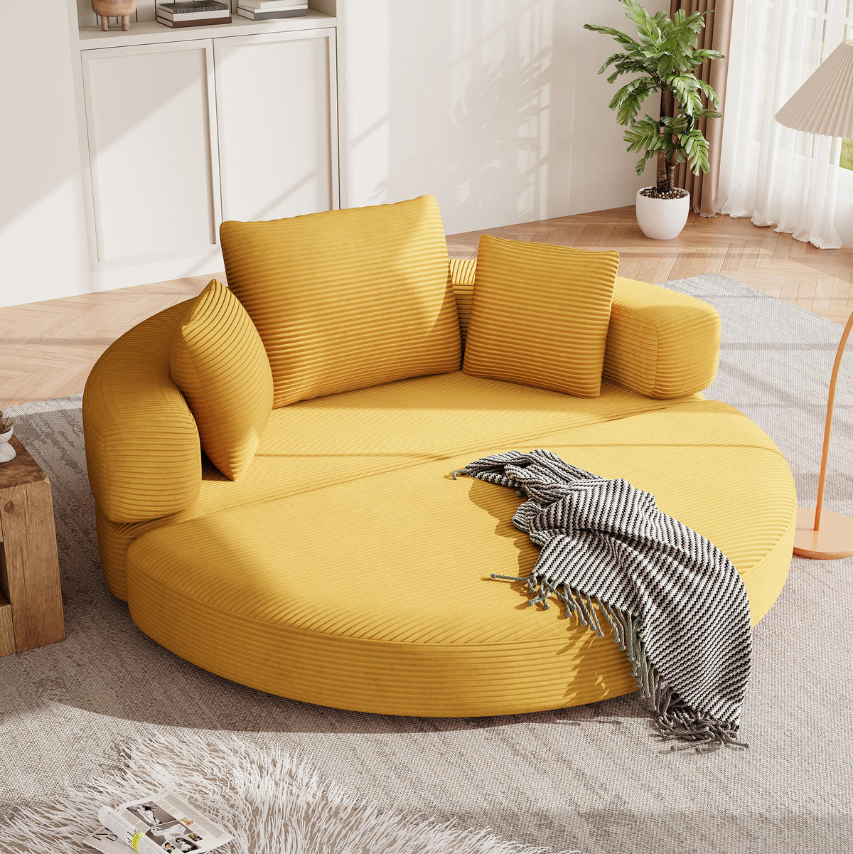 SOFA-BETT klappbar 173 x 176 cm Gelb - Gelb, Kunststoff (176/40/173cm) - Meubliv