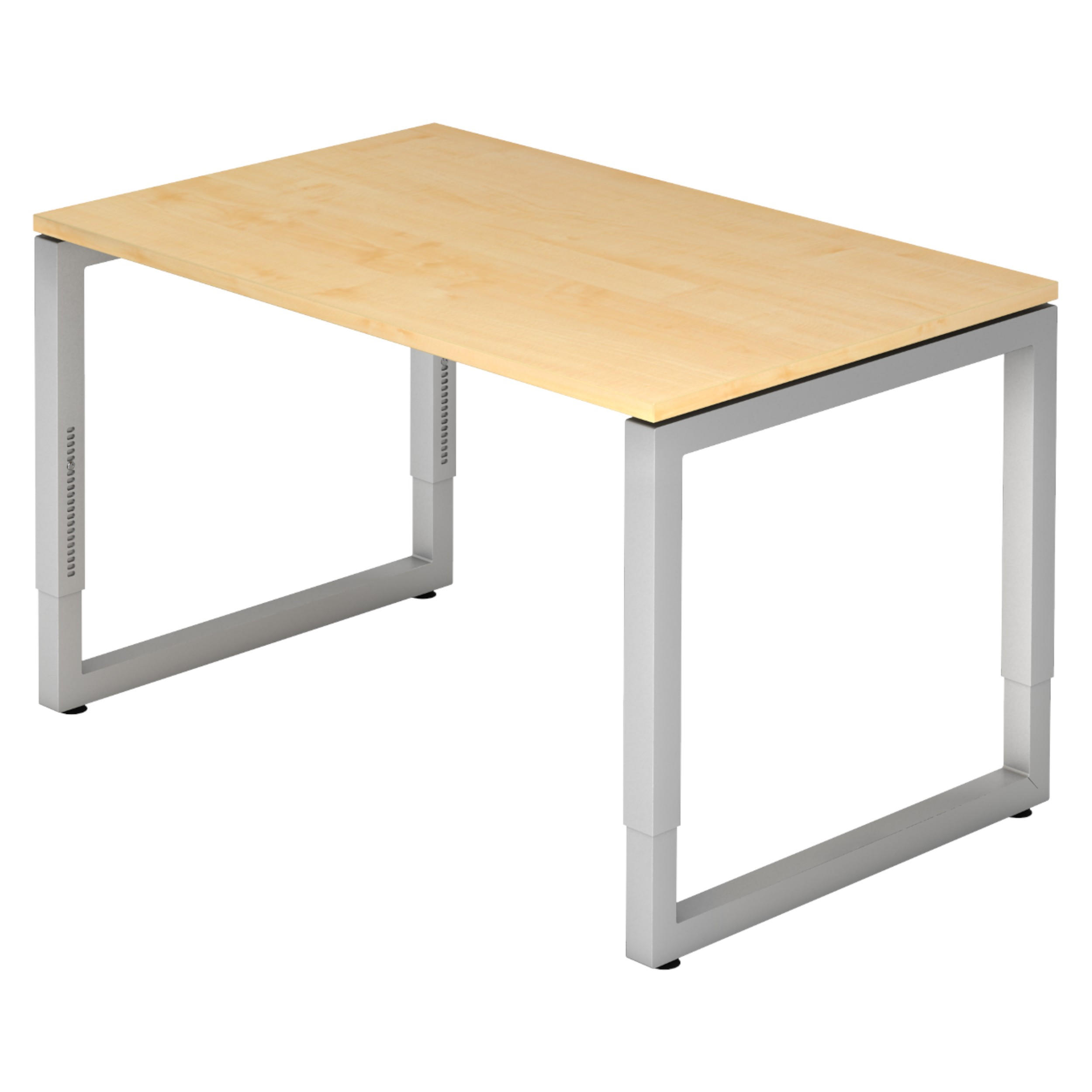 SCHREIBTISCH Serie-R 80/120/74 cm in Ahornfarben/Silberfarben - Silberfarben/Ahornfarben, Holzwerkstoff (80/120/74cm) - bümö