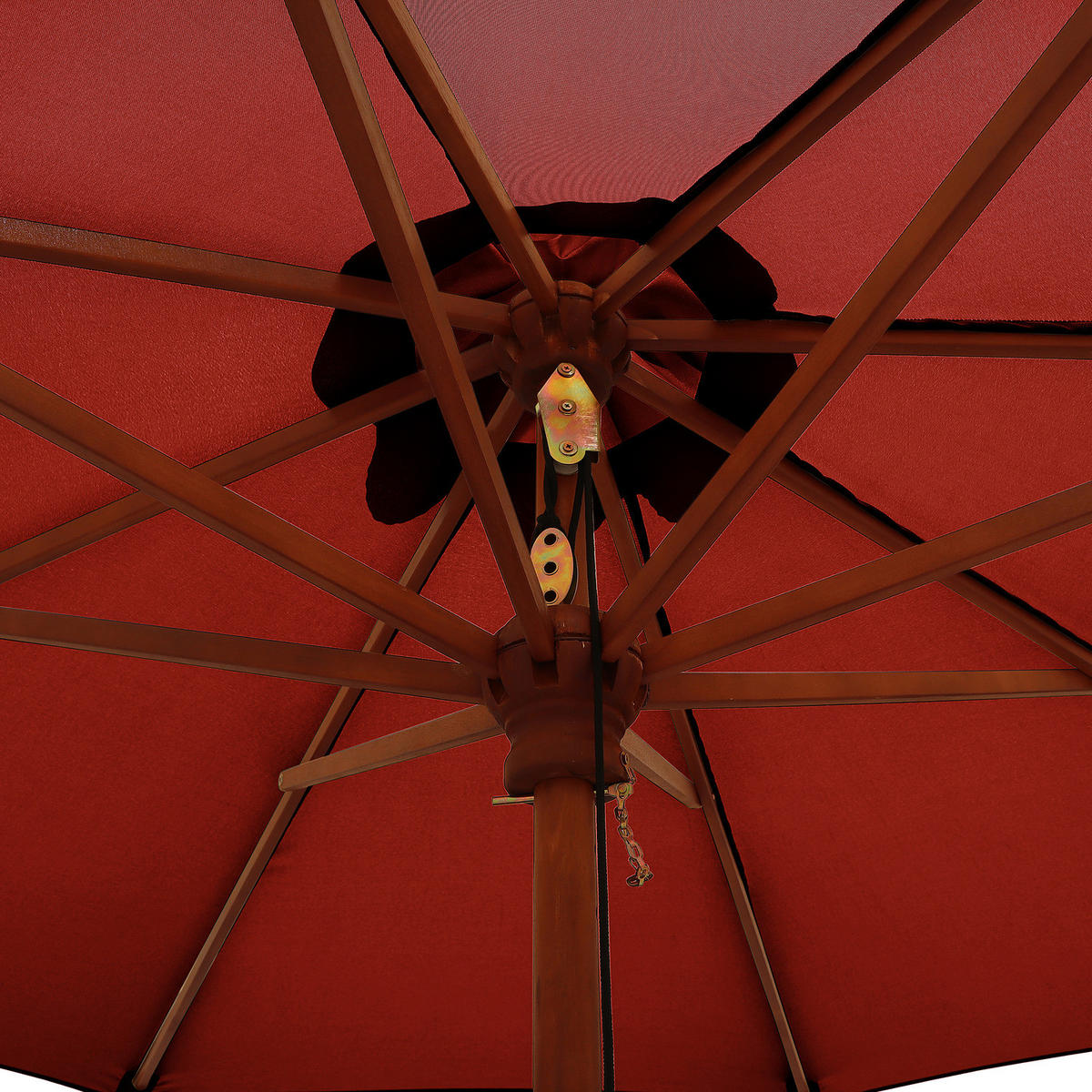 SONNENSCHIRM - Eukalyptus massiv / Polyester - Terracotta, Holz/Textil (250/250cm) - home24