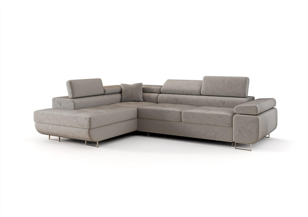 ECKSOFA Monaro Mit Schlaffunktion - Hellgrau, Holzwerkstoff/Textil (275/202cm) - Fun Möbel