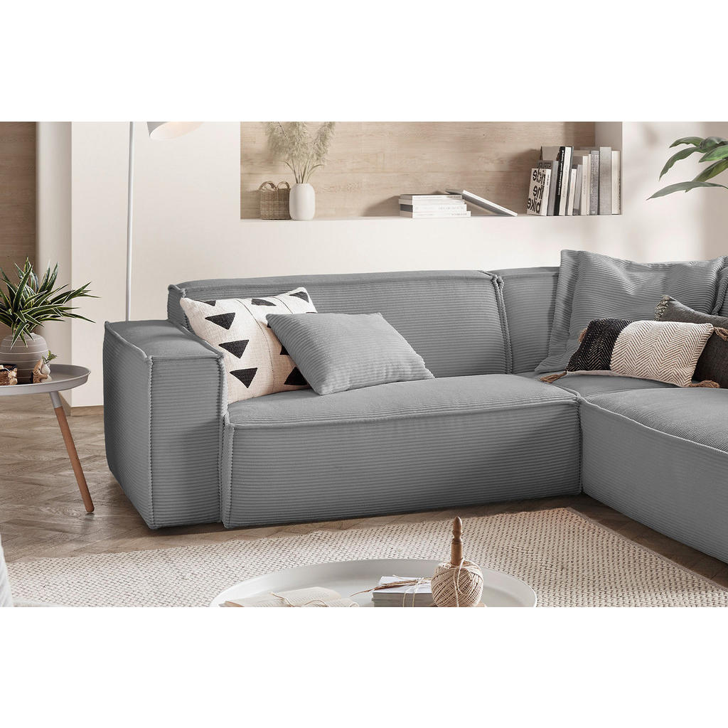 Thumbnail - Kawola Ecksofa, Grau, Textil, Echtholz, 3-Sitzer, Füllung: Kaltschaum, Ottomane rechts, L-Form, 254x224 cm, Wohnzimmer, ...