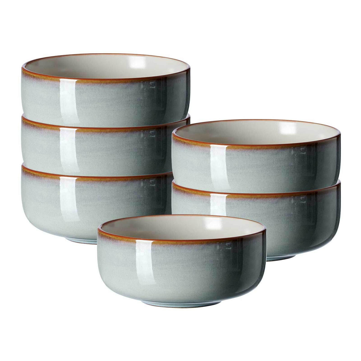 MÜSLISCHALEN Portofino grau ø 14,5 cm 6er Set - Grau, Keramik (14.5cm) - Ritzenhoff Breker