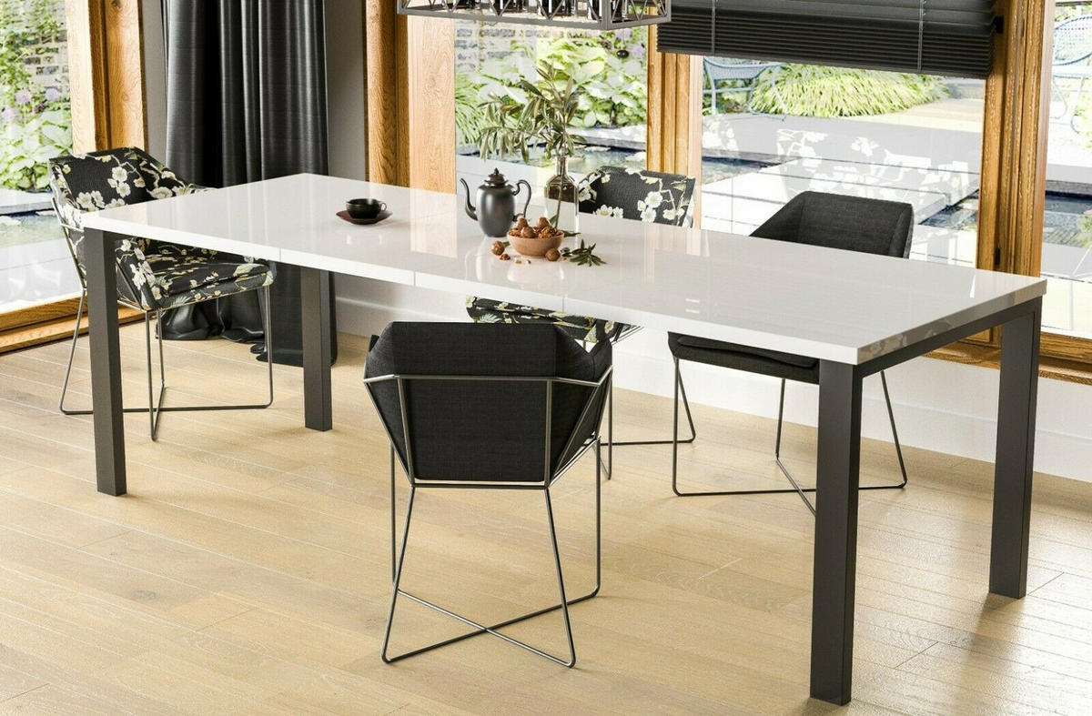 ESSTISCH Garant ausziehbar - Weiß Hochglanz, Holzwerkstoff (130/80/76cm) - Endo-Moebel