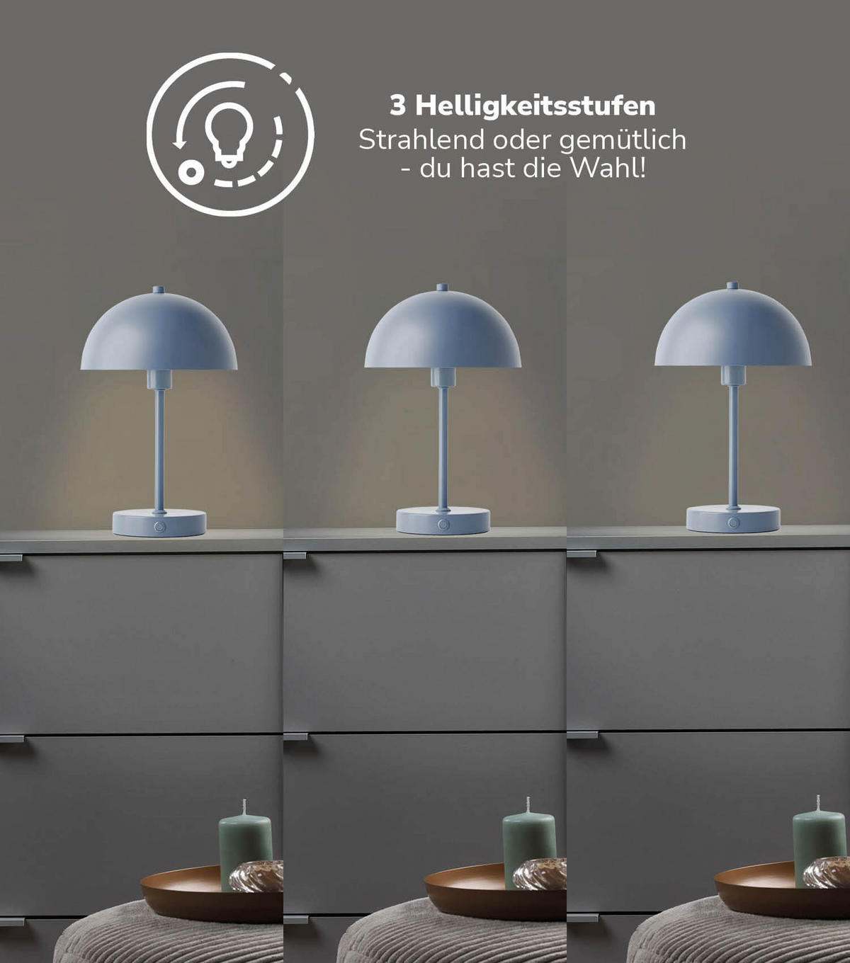 TISCHLAMPE KABELLOS Der Leuchtturm - Blau, Metall (20/20/31.5cm) - Mokebo