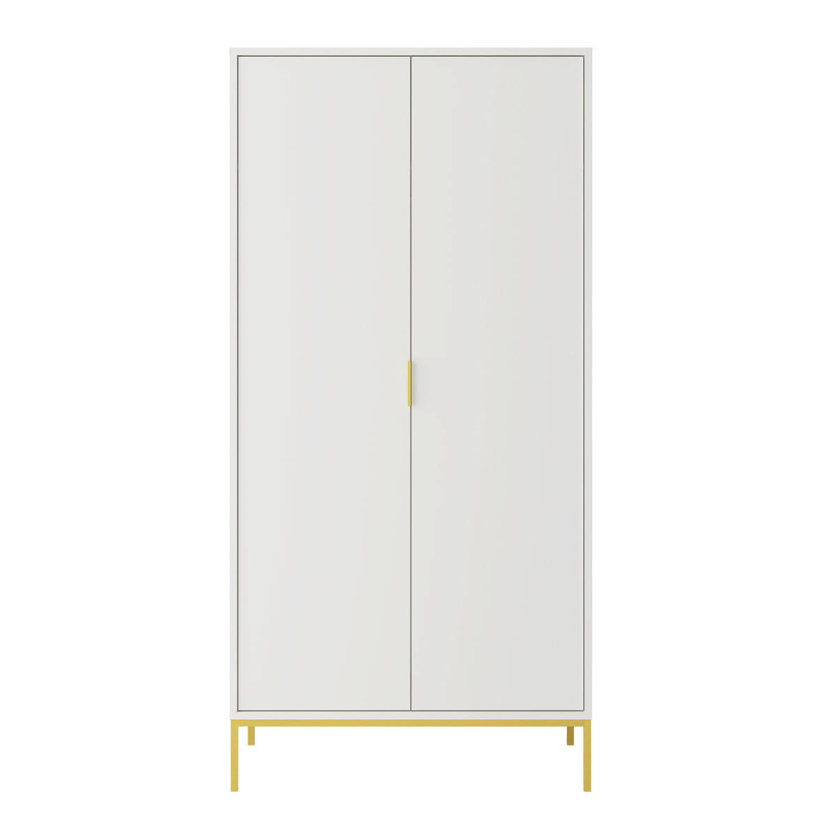 SCHRANK 2 Türen Seattle Weiß - Goldfarben/Weiß, Holzwerkstoff (100/205.4/55cm) - Petits-meubles