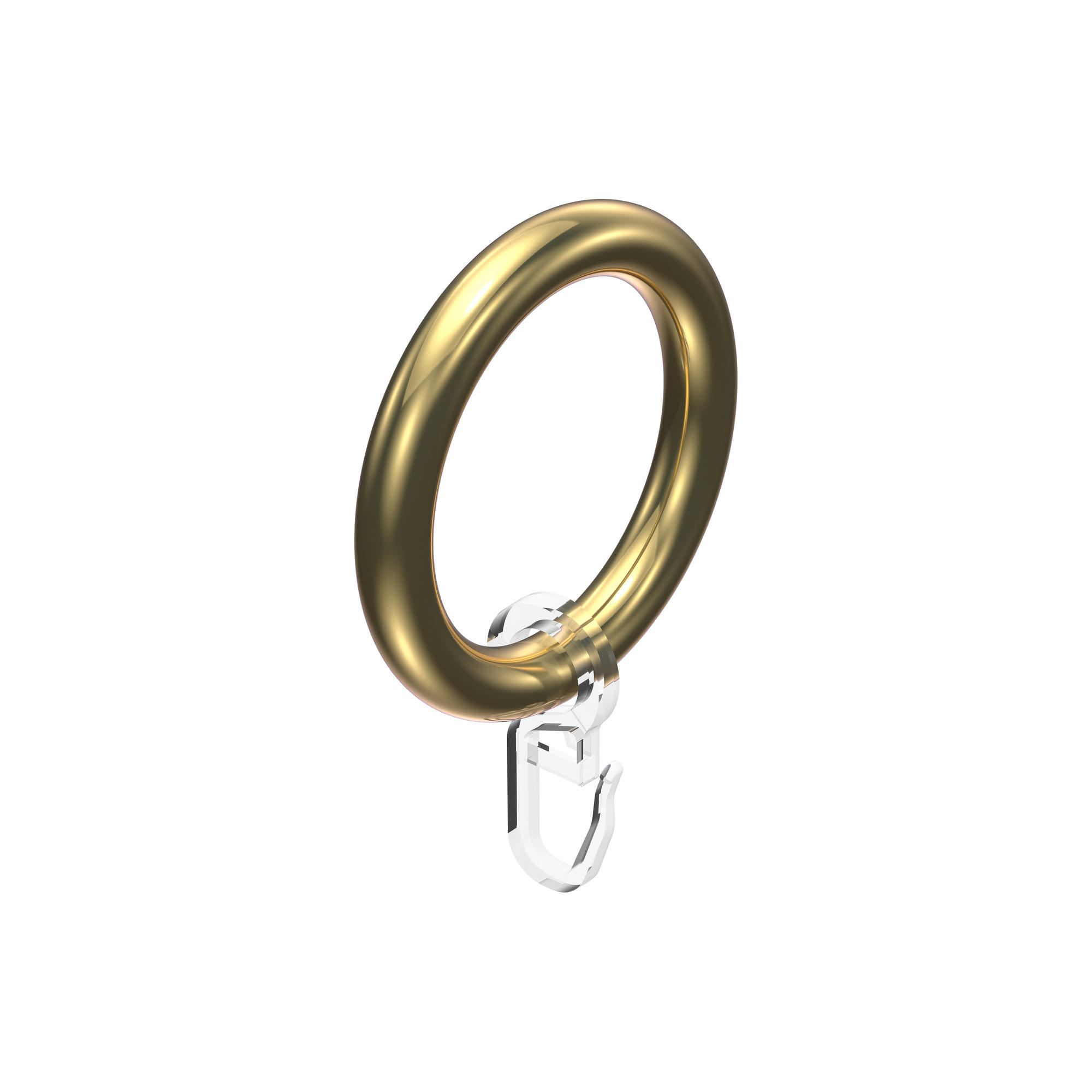 RUNDRINGE MIT FALTENHAKEN FÜR GARDINENSTANGEN 28 mm Ø, Messing-farbig, Packung 10 Stück - Messingfarben, Kunststoff (28cm) - INTERDECO