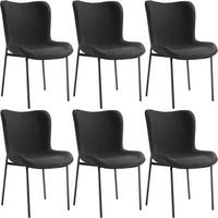 POLSTERSTUHL 6er Set Tessa 54 x 62 x 90 cm Webstoff schwarz/schwarz - Schwarz, Textil (54/90/62cm) - tectake