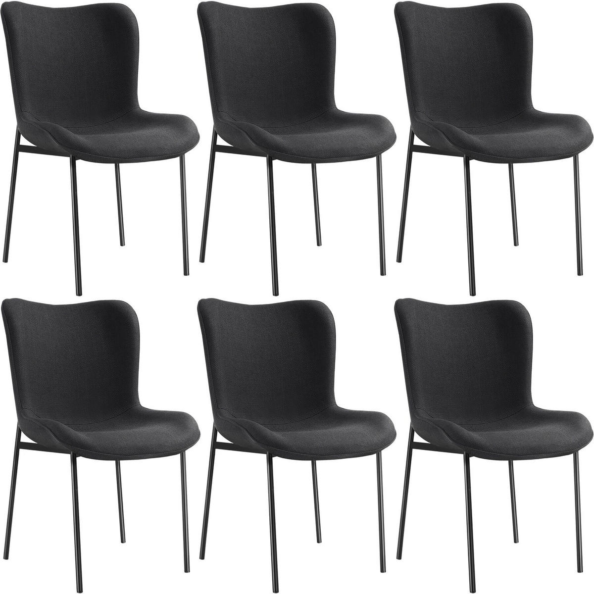 POLSTERSTUHL 6er Set Tessa 54 x 62 x 90 cm Webstoff schwarz/schwarz - Schwarz, Textil (54/90/62cm) - tectake