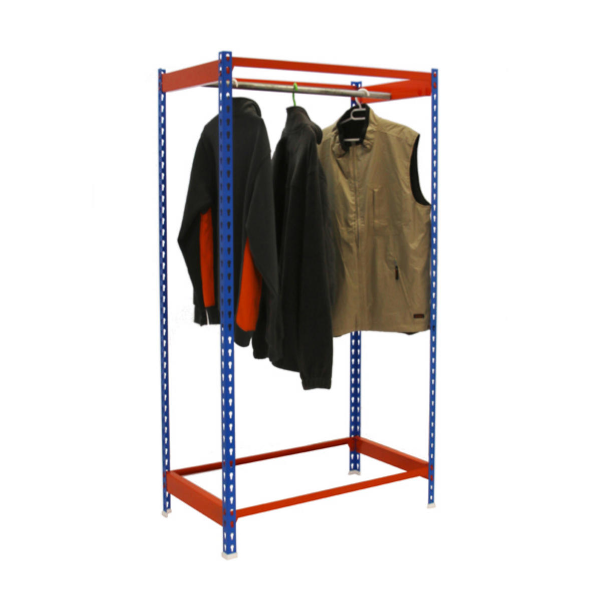 KLEIDERSTANGENREGAL Metal Einzel | HxBxT 150x120x50cm | Blau/Orange | Kleiderständer Garderobe Klamottenregal Stangenregal Regal - Blau, Metall (120/150/50cm) - PROREGAL