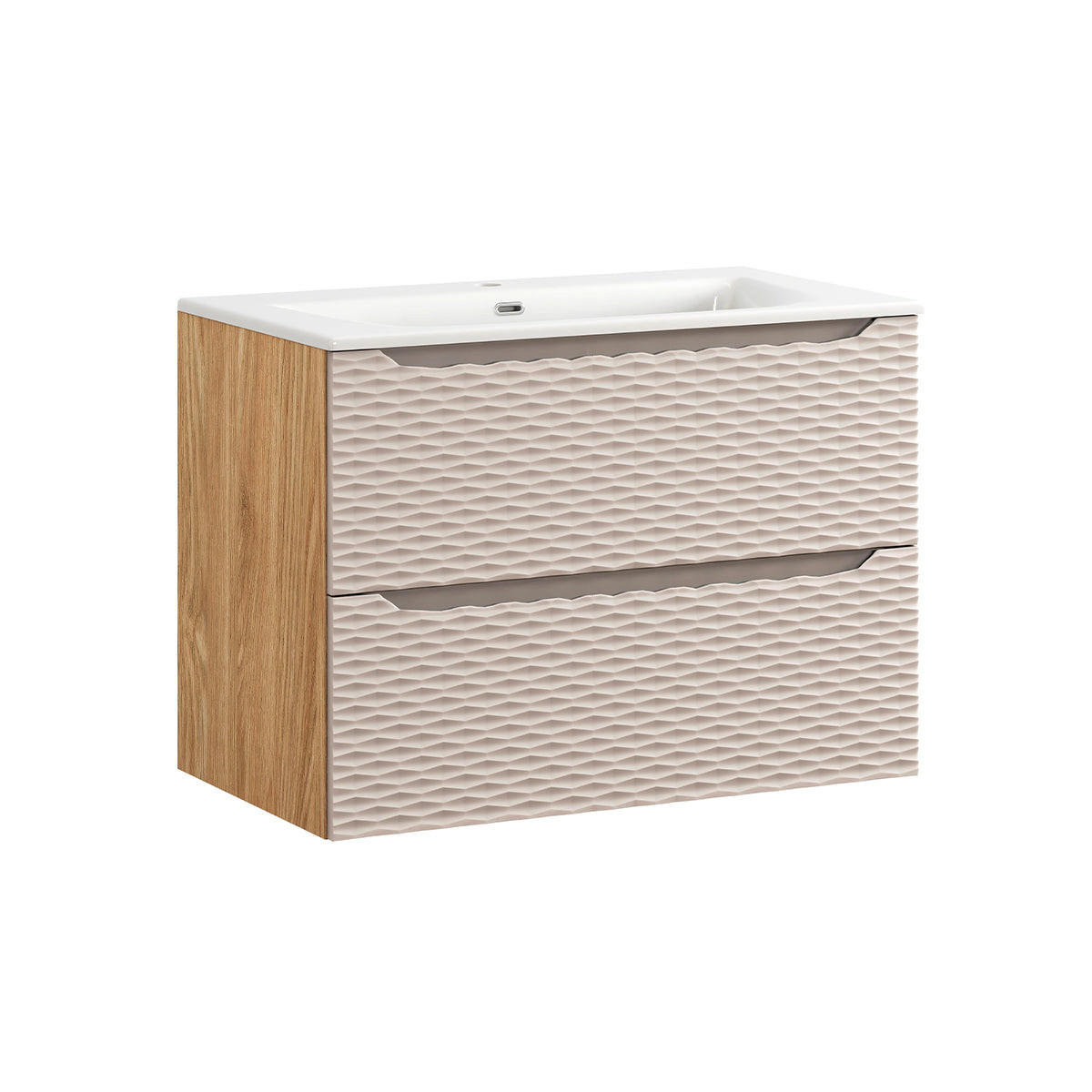 BADMÖBEL 80cm Elora 2er-Set Beige und Holz - Braun, Holzwerkstoff (80/57/46cm) - Petits-meubles