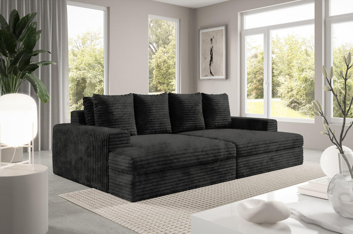 SCHLAFSOFA Premium Extra Komfort Schwarz - Schwarz, Holz/Holzwerkstoff (272/42/167cm) - Furnisell