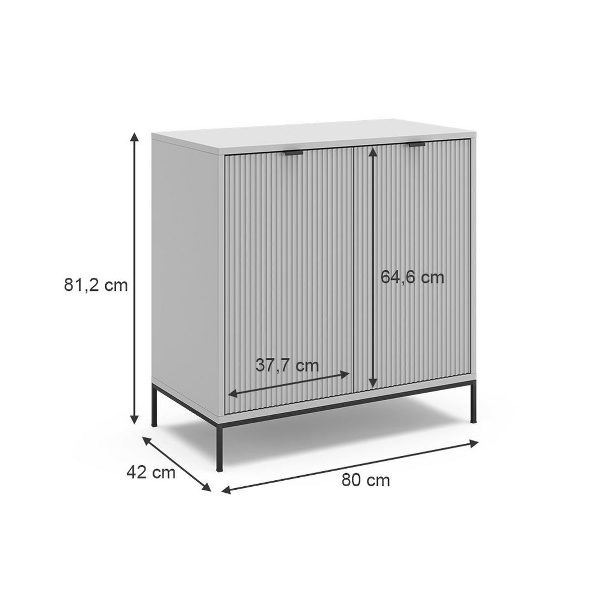 KOMMODE Eliza Grau 80 x 81.2 cm mit 2 Türen - Grau, Holzwerkstoff (42/81.2/80cm) - Vicco