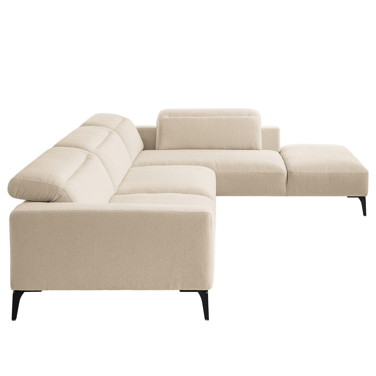 ECKSOFA mit Ottomane - Beige/Schwarz, Textil/Metall (325/238cm) - home24