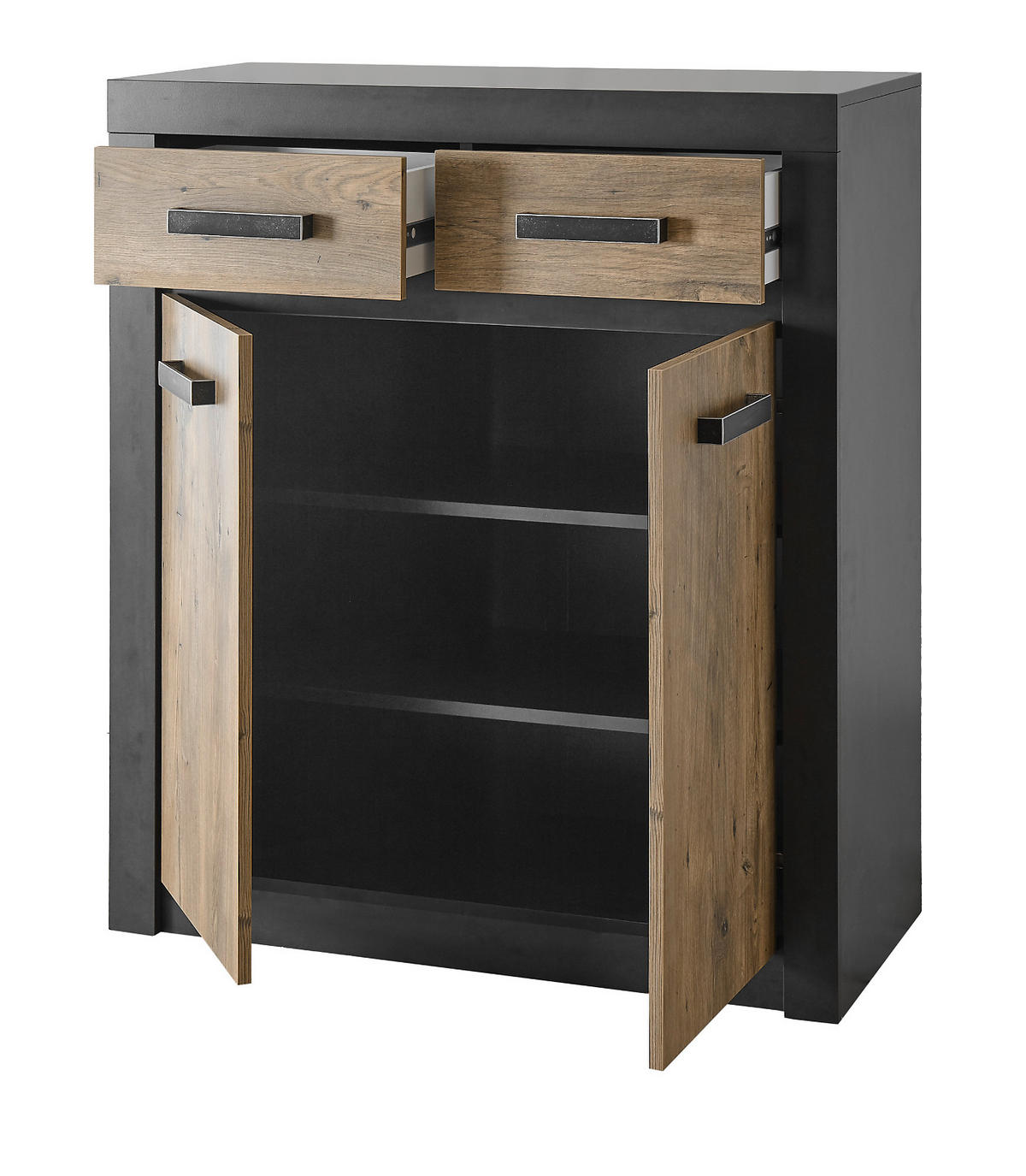 GARDEROBENKOMBINATION Kastanie grau Fresco, Garderobe Set 4-teilig, 192 x 200 cm - Kastanienfarben/Dunkelgrau, Holzwerkstoff/Kunststoff (192/200/42cm) - Furn.Design