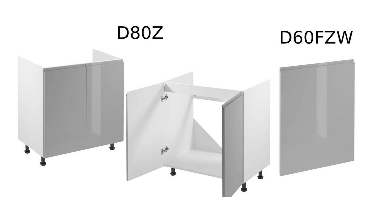 WINKELKÜCHE 320 cm x 200 x 320 cm - Aspen KA19-M320 - in Grau/Hochglanz - Grau, Holz (860/212/58cm)