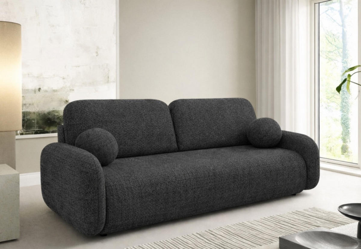 SOFA Cremona 97 LEON Mit Schlaffunktion - Schwarz, Textil (220/90/92cm) - Sepro Meble