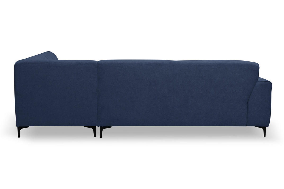 ECKSOFA Mula in L-Form, Coach Farbe: Blau, Velourstoff, Ottomane Rechts - Blau, Textil (274/210cm) - VENASI MÖBEL