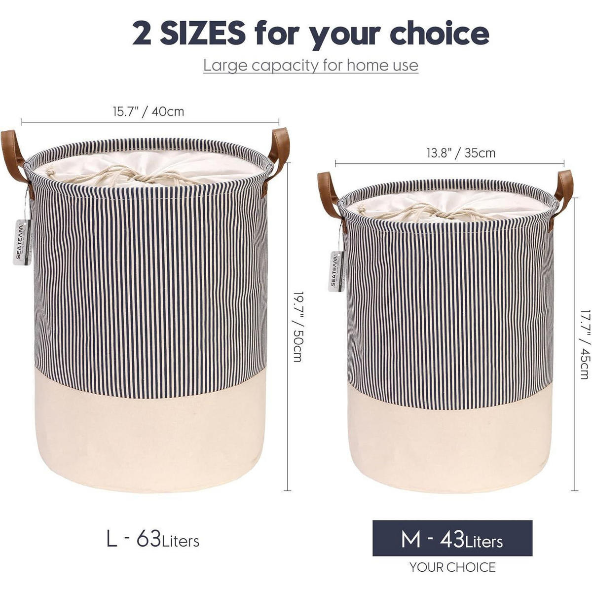WÄSCHEKORB Streifenmuster Canvas 43 Liter - Multicolor, Textil (35.1/45/45cm)